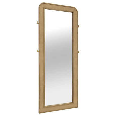  Coaster Furniture Arini 224309 Cane Weave Full Length Standing Floor Mirror - Sand Wash IMAGE 1