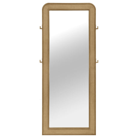  Coaster Furniture Arini 224309 Cane Weave Full Length Standing Floor Mirror - Sand Wash IMAGE 2