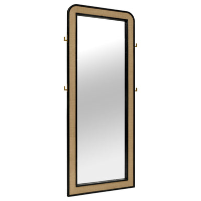  Coaster Furniture Arini 224339 Cane Weave Full Length Standing Floor Mirror - Black IMAGE 1