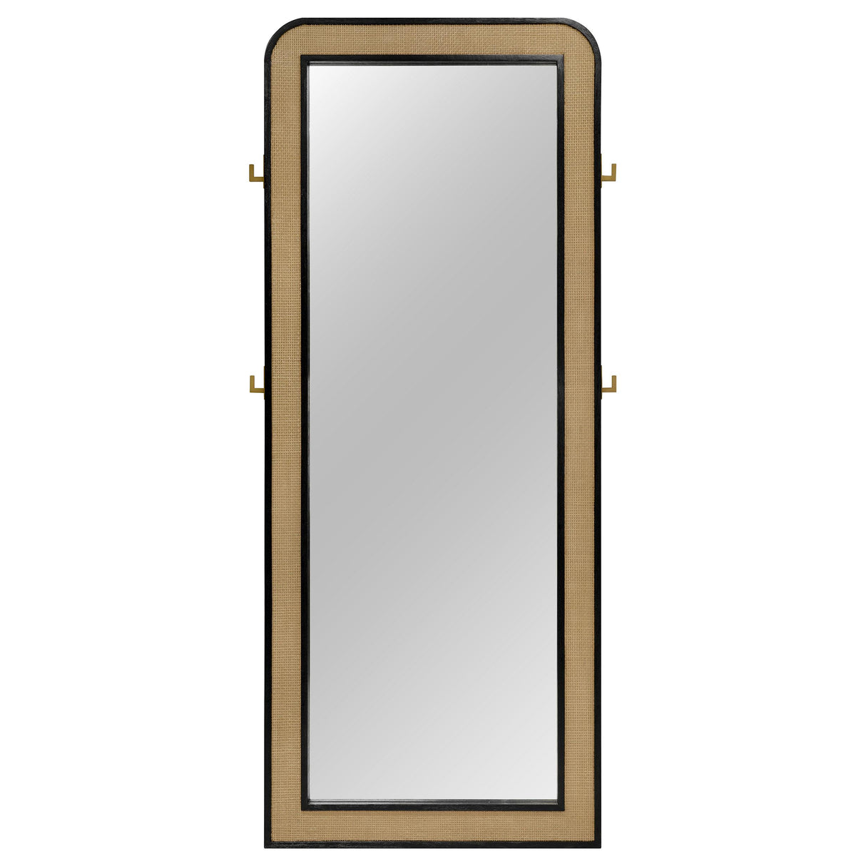  Coaster Furniture Arini 224339 Cane Weave Full Length Standing Floor Mirror - Black IMAGE 2