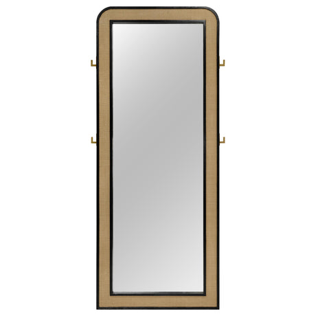  Coaster Furniture Arini 224339 Cane Weave Full Length Standing Floor Mirror - Black IMAGE 2
