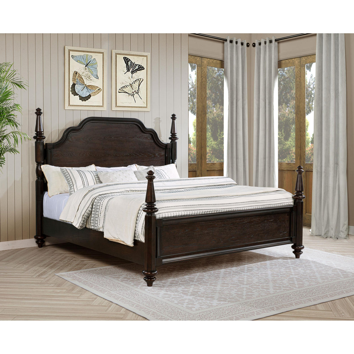  Coaster Furniture Andover 223631KE 63-inch Four Poster Eastern King Bed - Dark Oak IMAGE 4