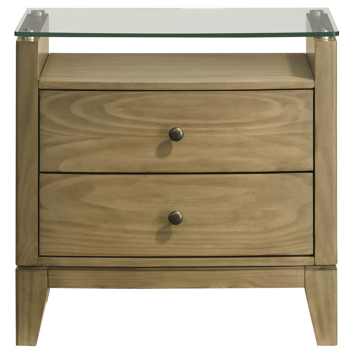  Coaster Furniture Granada 224922 2-Drawer Glass Top Nightstand - Natural Pine IMAGE 2