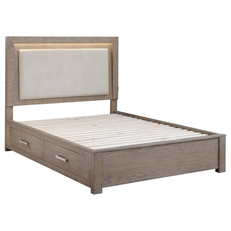  Coaster Furniture Kenora 224850KW 56-inch California King LED Storage Bed - Barley Brown IMAGE 1