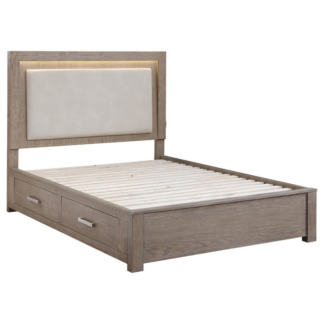  Coaster Furniture Kenora 224850KW 56-inch California King LED Storage Bed - Barley Brown IMAGE 1