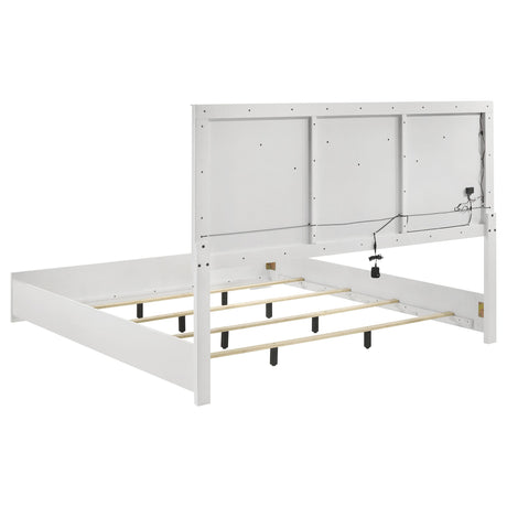  Coaster Furniture Ives 224941KE Eastern King Panel Bed LED Headboard - White High Gloss IMAGE 3