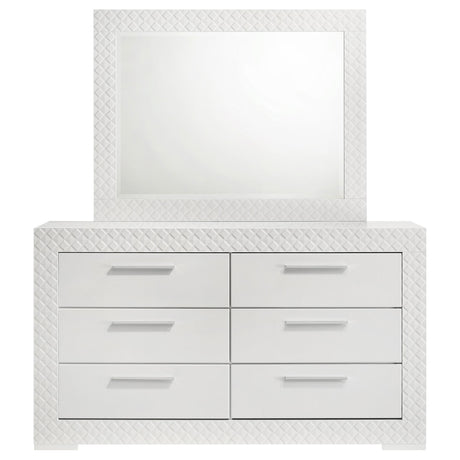  Coaster Furniture Ives 224943M 6-Drawer Dresser and Mirror - White High Gloss IMAGE 2
