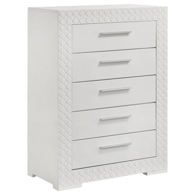  Coaster Furniture Ives 224945 5-Drawer Bedroom Chest of Drawers - White High Gloss IMAGE 1