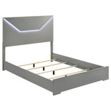  Coaster Furniture Ives 224971Q Queen Panel Bed LED Headboard - Grey High Gloss IMAGE 1