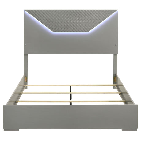  Coaster Furniture Ives 224971Q Queen Panel Bed LED Headboard - Grey High Gloss IMAGE 3