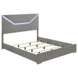  Coaster Furniture Ives 224971KE Eastern King Panel Bed LED Headboard - Grey High Gloss IMAGE 1