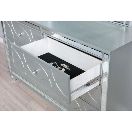  Coaster Furniture Gunnison 223213M 6-Drawer Dresser with Mirror - Silver Metallic IMAGE 11
