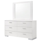  Coaster Furniture Felicity 203503M 6-Drawer Wood Dresser with Mirror - White High Gloss IMAGE 3