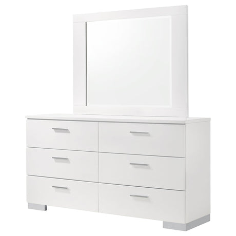  Coaster Furniture Felicity 203503M 6-Drawer Wood Dresser with Mirror - White High Gloss IMAGE 3