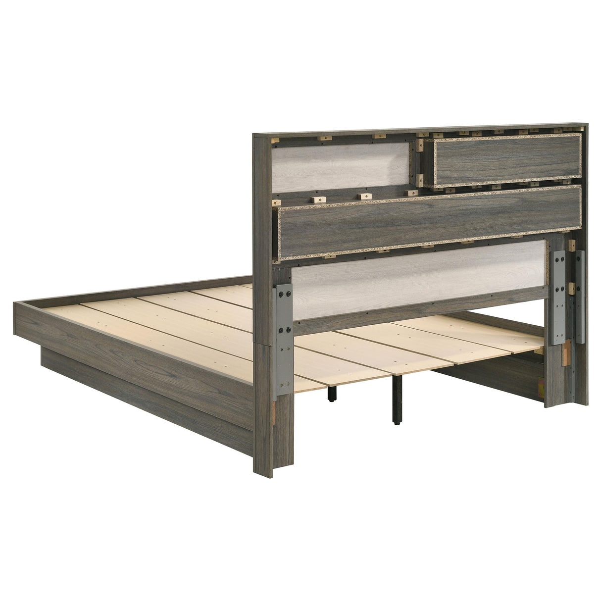  Coaster Furniture Fenwick 224981Q Queen Bed Bookcase Headboard - Grey Oak IMAGE 3