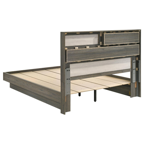  Coaster Furniture Fenwick 224981Q Queen Bed Bookcase Headboard - Grey Oak IMAGE 3