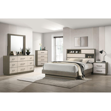  Coaster Furniture Fenwick 224981Q Queen Bed Bookcase Headboard - Grey Oak IMAGE 5