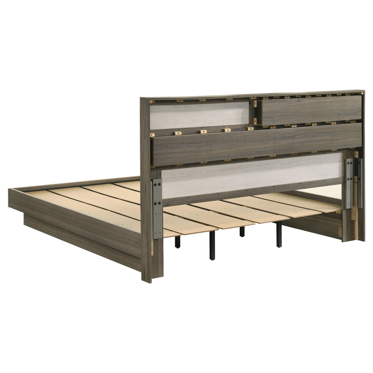 Coaster Furniture Fenwick 224981KE Eastern King Bed Bookcase Headboard - Grey Oak IMAGE 4