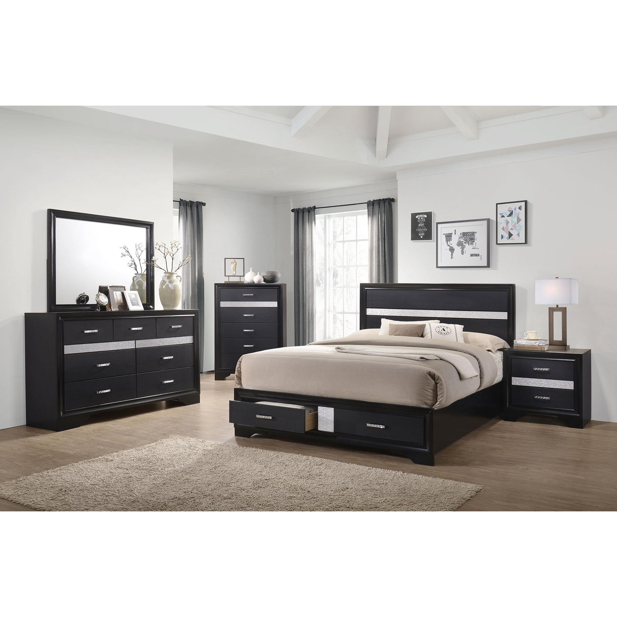  Coaster Furniture Miranda 206363M 7-Drawer Dresser with Mirror - Black IMAGE 10