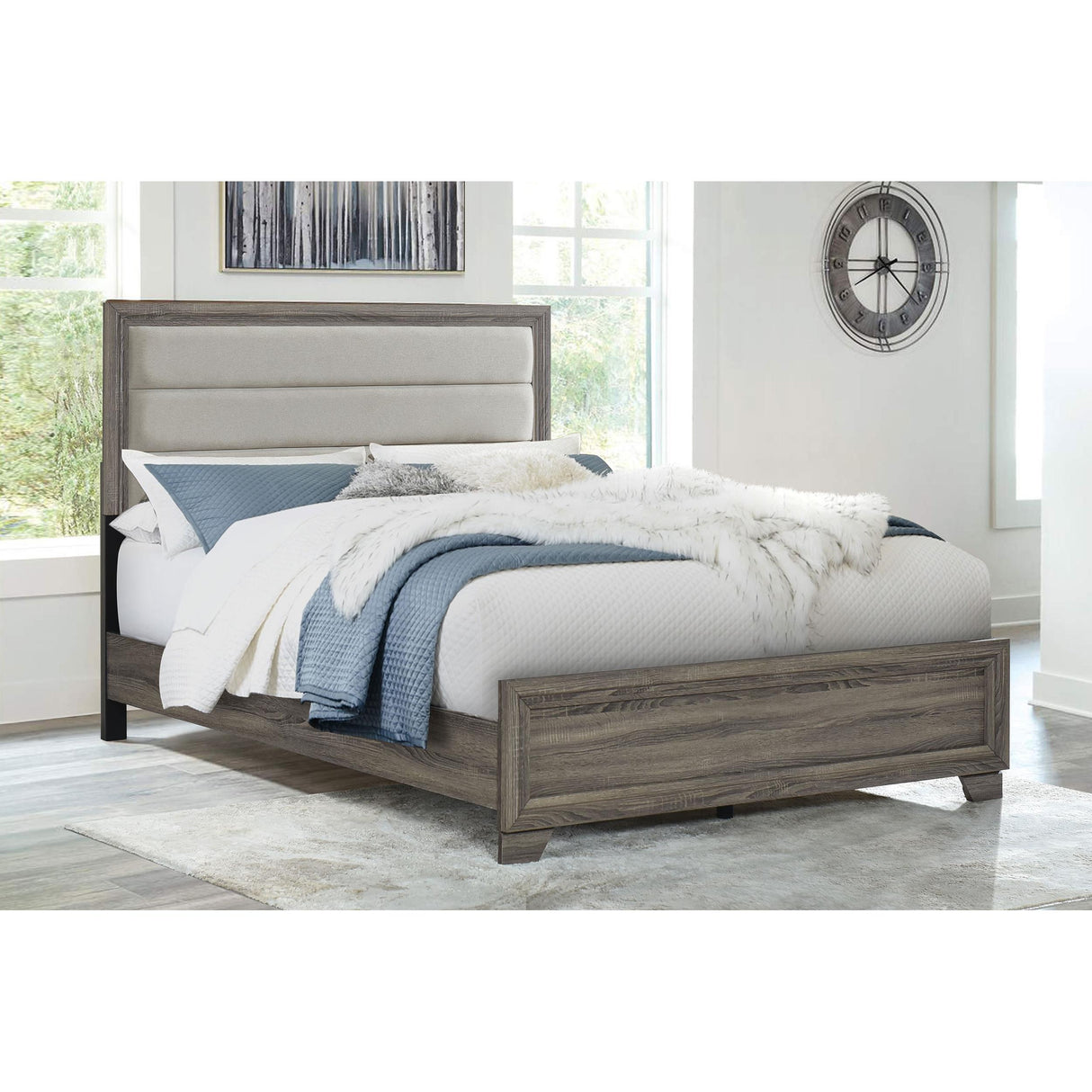  Coaster Furniture Wright 223341KE 52-inch Upholstered Eastern King Bed - Brown Oak IMAGE 4