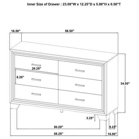 Coaster Furniture Wright 223343 6-Drawer Dresser Cabinet - Brown Oak IMAGE 11