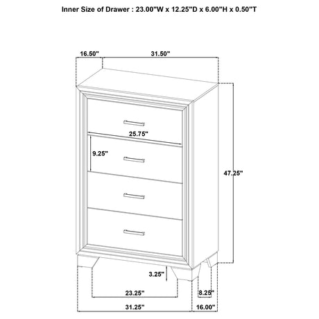  Coaster Furniture Wright 223345 4-Drawer Chest of Drawers - Brown Oak IMAGE 11