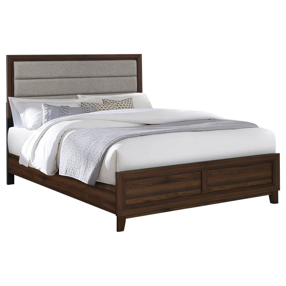  Coaster Furniture Welsley 223441KW 50-inch Upholstered California King Bed - Walnut IMAGE 2