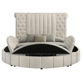  Coaster Furniture Sonya 360111Q Upholstered Queen Round Storage Bed - Ivory IMAGE 5