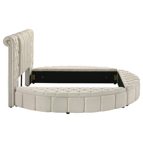  Coaster Furniture Sonya 360111Q Upholstered Queen Round Storage Bed - Ivory IMAGE 7