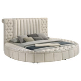  Coaster Furniture Sonya 360111KE Upholstered Eastern King Round Storage Bed - Ivory IMAGE 2