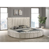  Coaster Furniture Sonya 360111KE Upholstered Eastern King Round Storage Bed - Ivory IMAGE 5