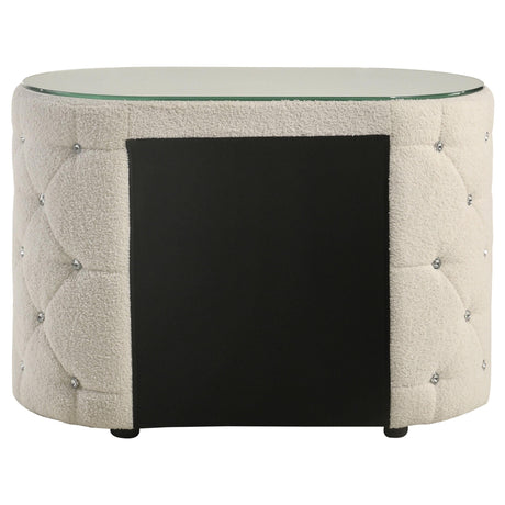  Coaster Furniture Sonya 360112 2-Drawer Upholstered Nightstand Bedside Table - Ivory IMAGE 5