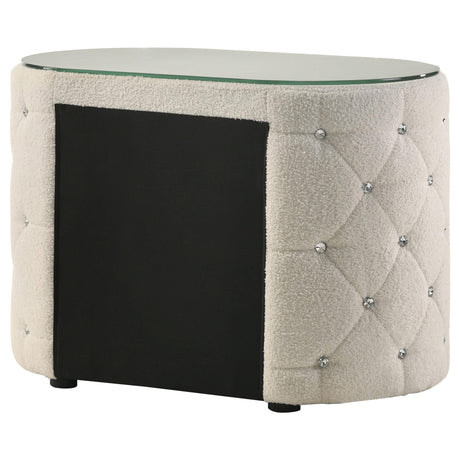  Coaster Furniture Sonya 360112 2-Drawer Upholstered Nightstand Bedside Table - Ivory IMAGE 6