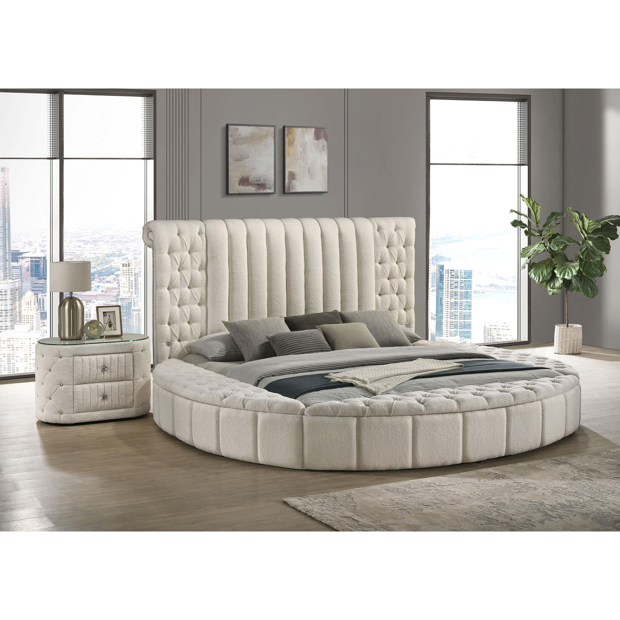  Coaster Furniture Sonya 360112 2-Drawer Upholstered Nightstand Bedside Table - Ivory IMAGE 9