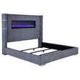  Coaster Furniture Tisdall 306030KE Upholstered Eastern King Flame Visualizer Bed - Grey IMAGE 1