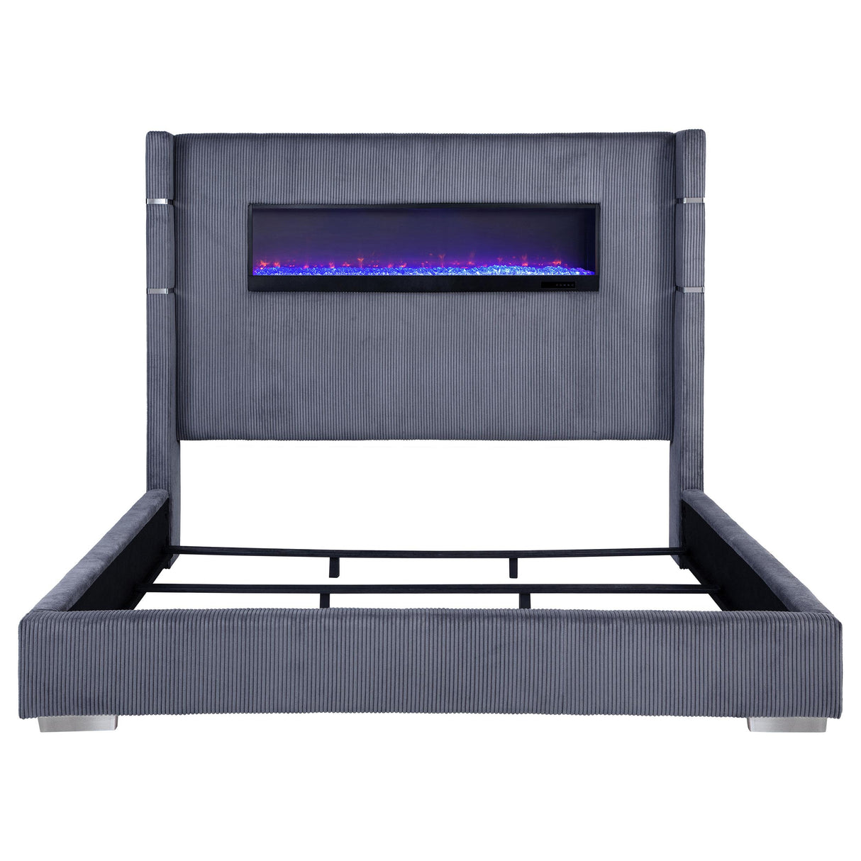 Coaster Furniture Tisdall 306030KE Upholstered Eastern King Flame Visualizer Bed - Grey IMAGE 3