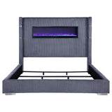  Coaster Furniture Tisdall 306030KE Upholstered Eastern King Flame Visualizer Bed - Grey IMAGE 3