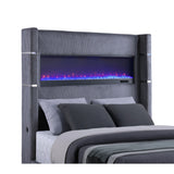  Coaster Furniture Tisdall 306030KE Upholstered Eastern King Flame Visualizer Bed - Grey IMAGE 6