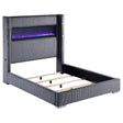  Coaster Furniture Tisdall 306030KW Upholstered Cal King Flame Visualizer Bed - Grey IMAGE 1