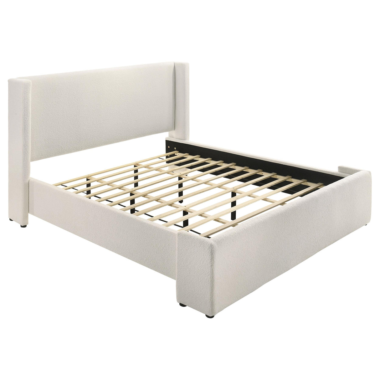  Coaster Furniture Alamosa 310078KE Boucle Upholstered Eastern King Platform Bed - White IMAGE 1