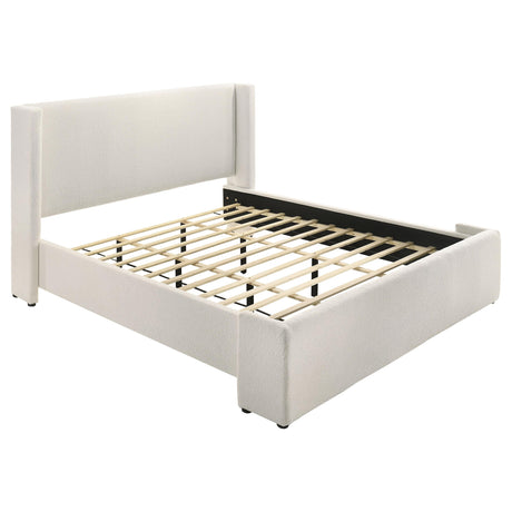  Coaster Furniture Alamosa 310078KE Boucle Upholstered Eastern King Platform Bed - White IMAGE 1