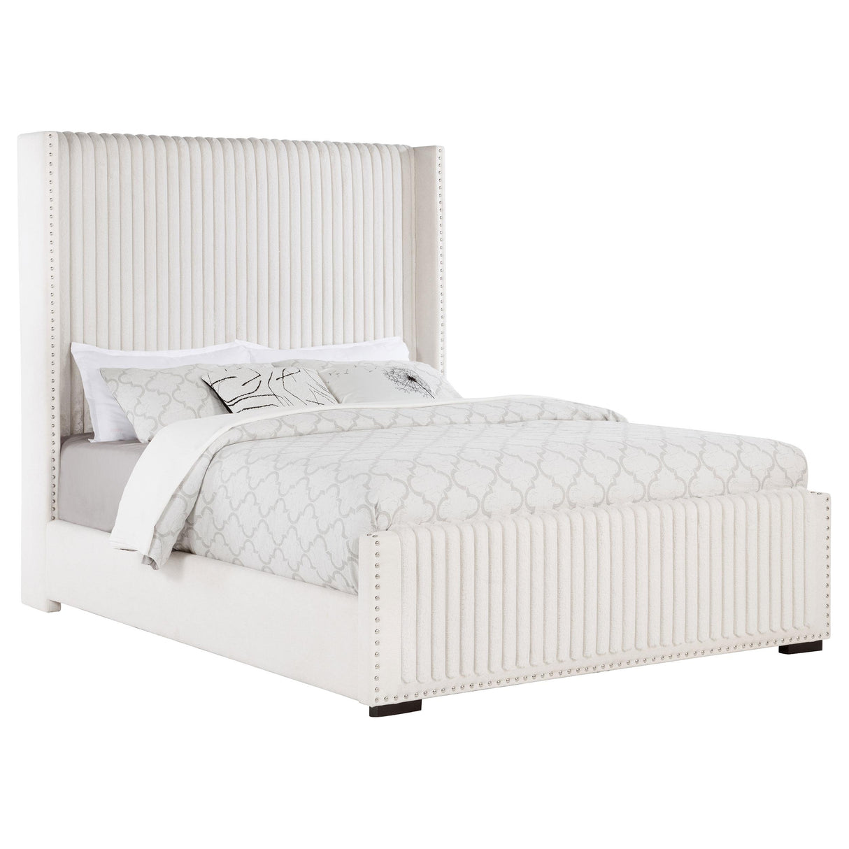  Coaster Furniture Natasha 306051Q 65-inch Upholstered Queen Wingback Bed - Cream IMAGE 2