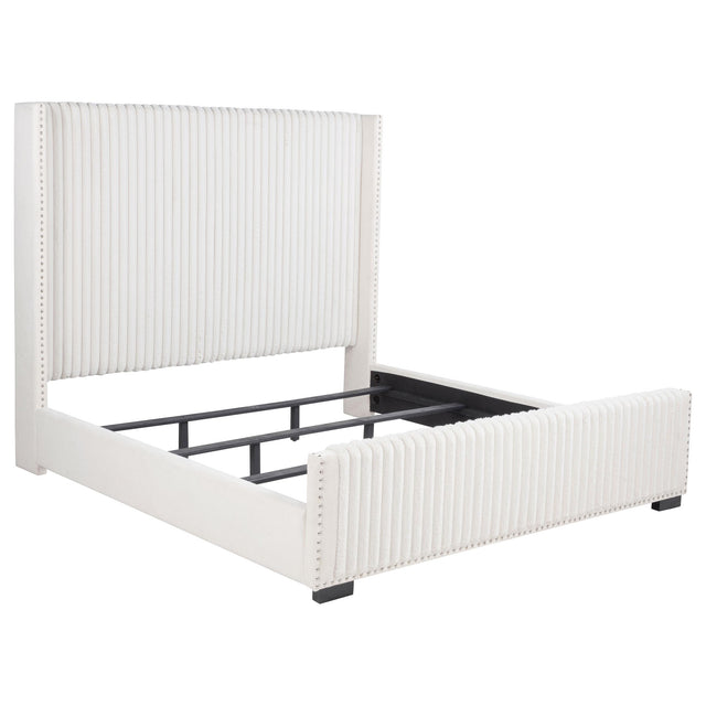  Coaster Furniture Natasha 306051KE 65-inch Upholstered Eastern King Wingback Bed - Cream IMAGE 1