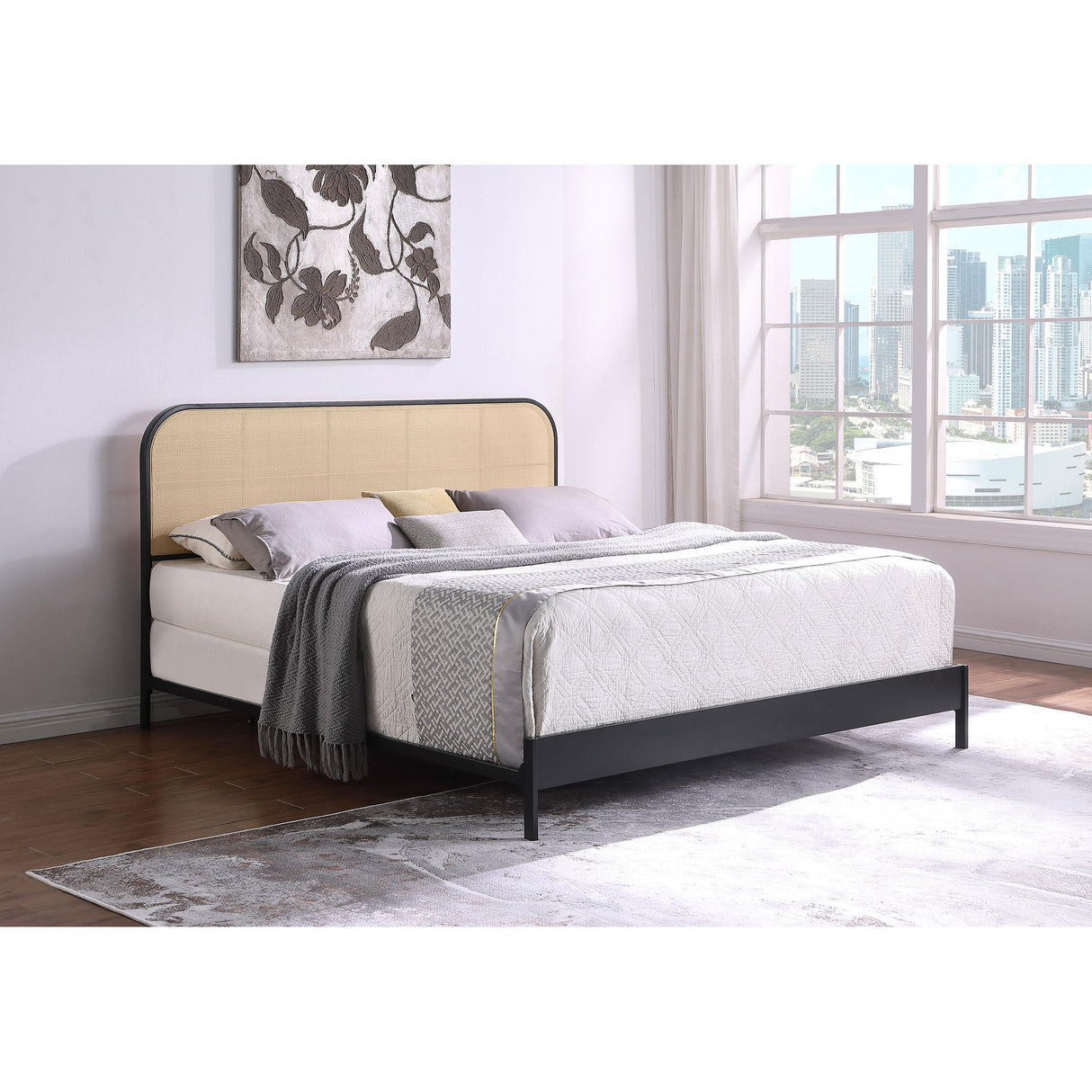  Coaster Furniture Amherst 360351KE Radio Weave Rattan Metal Eastern King Bed - Black IMAGE 8