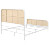  Coaster Furniture Lanewood 360251Q Open Cane Webbing Metal Queen Bed - White IMAGE 6