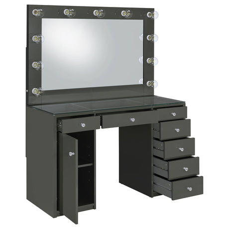  Coaster Furniture Acena 931145 7-Drawer Vanity Set with Lighting - Grey High Gloss IMAGE 2