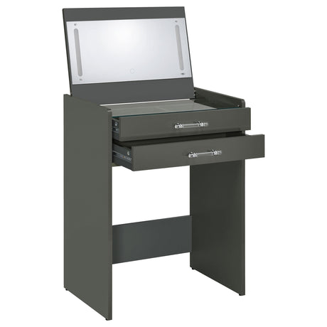  Coaster Furniture Danbury 930210 3-Drawer Makeup Vanity & Stool - Set Grey High Gloss IMAGE 6