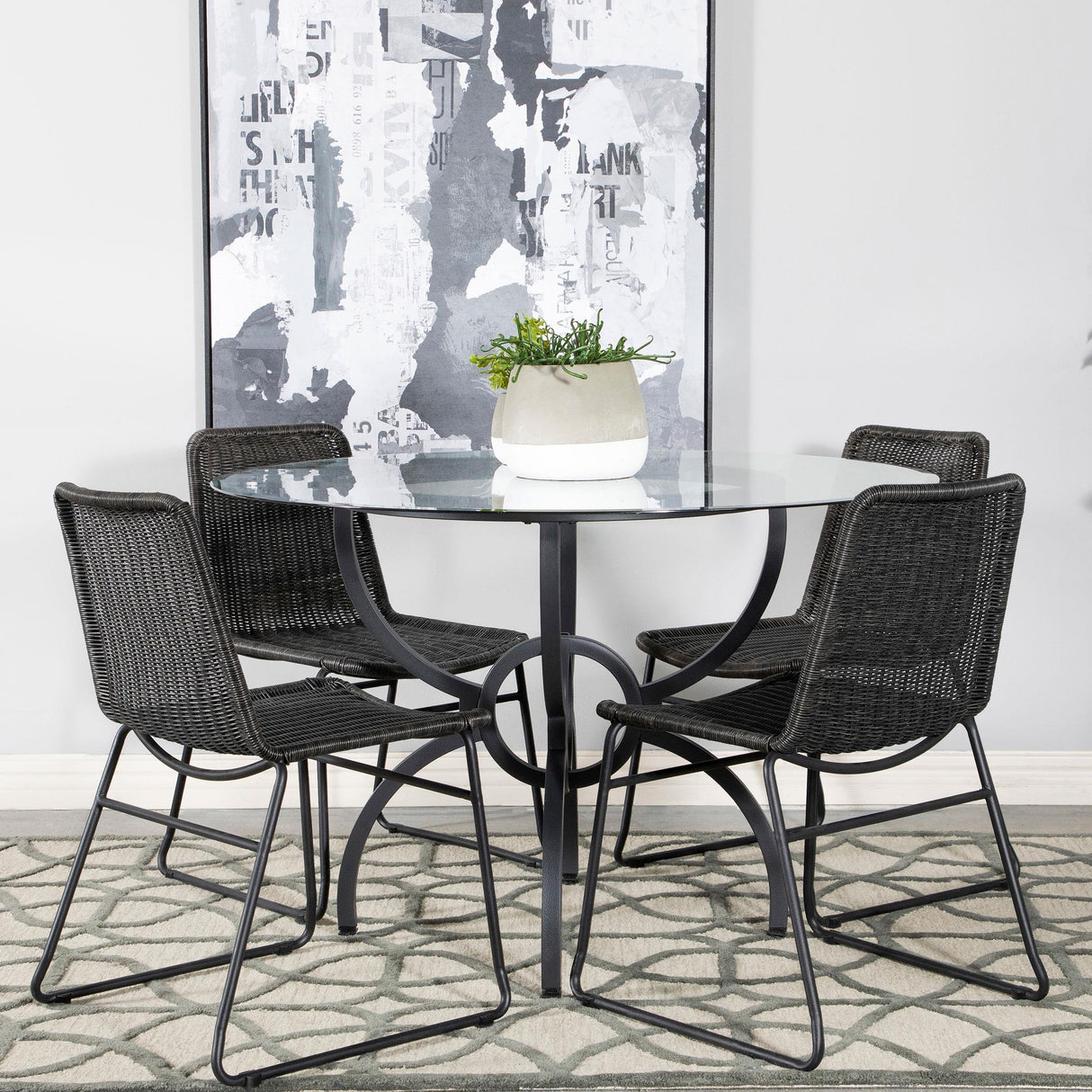  Coaster Furniture Aviano 108291BG Round 48-inch Glass Top Metal Dining Table - Gunmetal IMAGE 5