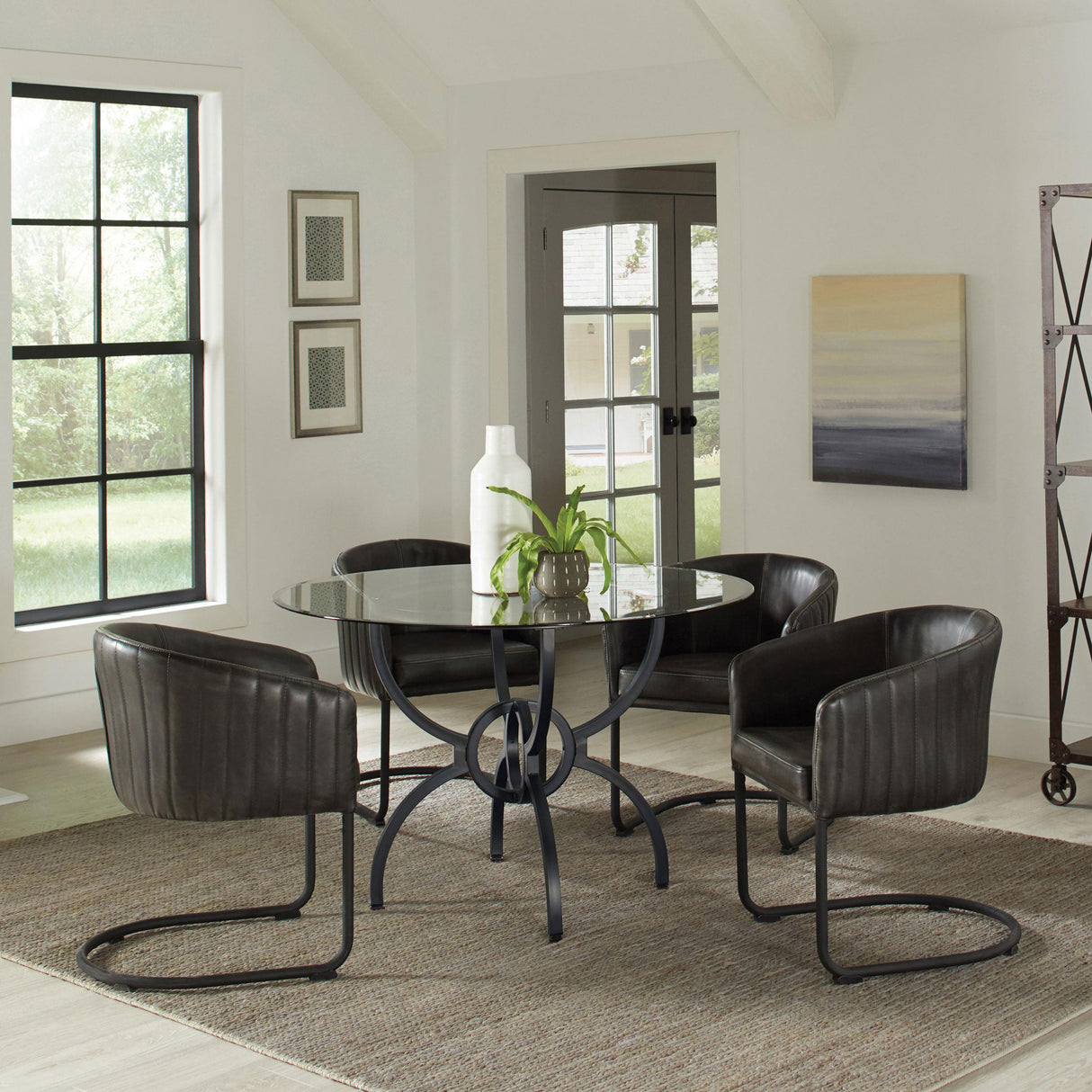  Coaster Furniture Aviano 108291BG Round 48-inch Glass Top Metal Dining Table - Gunmetal IMAGE 6