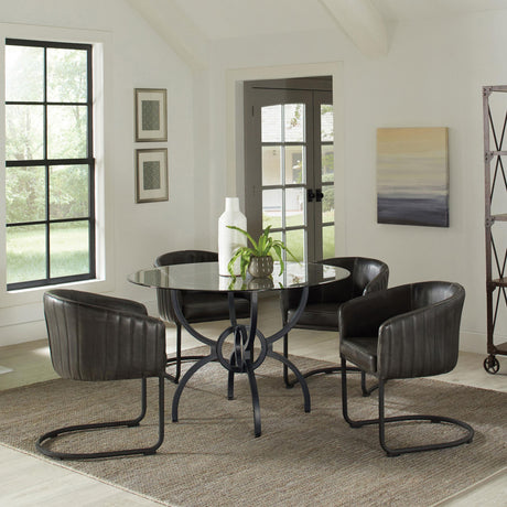 Coaster Furniture Aviano 108291BG Round 48-inch Glass Top Metal Dining Table - Gunmetal IMAGE 6